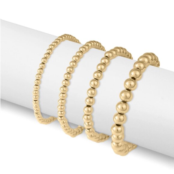 5mm Gold Bead Bracelet – Stackable, Hypoallergenic, Water & Tarnish Resistant - Picture 3 of 4